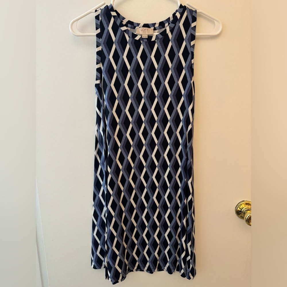 Blue LOFT Outlet sleeveless geometric dress, xsp, sp petite